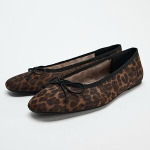 Zara Leopard Print Mesh Ballet Flats